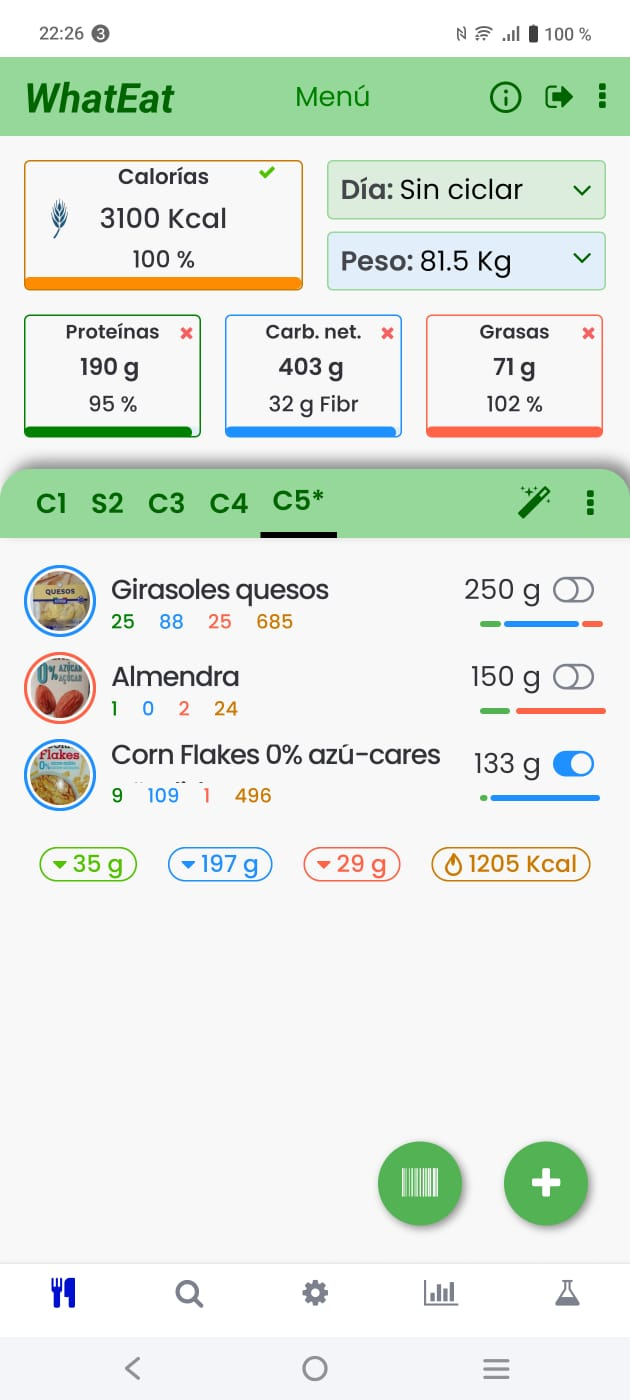 Pantalla de planes de dieta de WhatEat